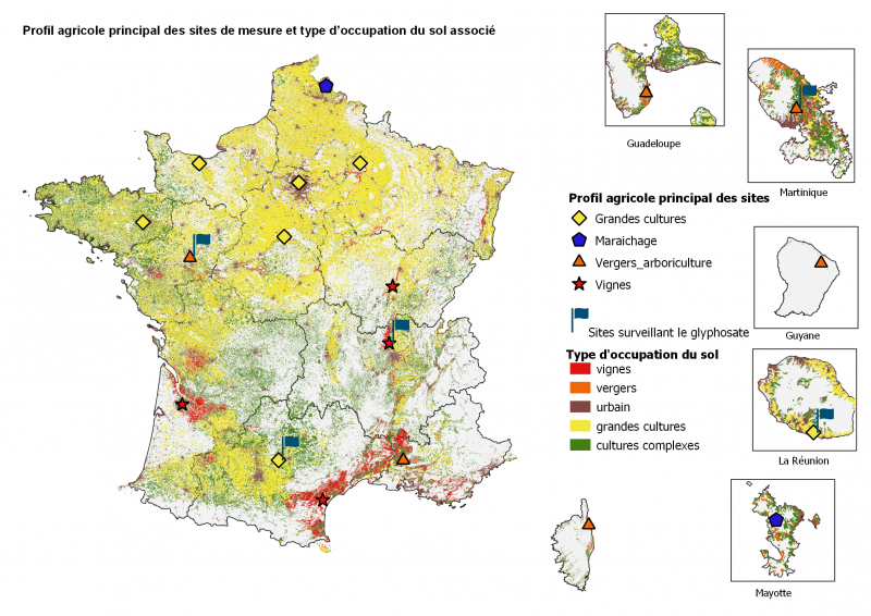 Carte profil agricole principal avec site glypho Occitanie