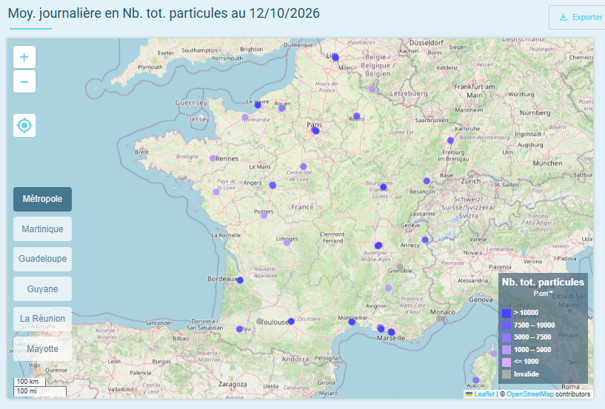 Carte des mesures de PUF au 12/10/2026